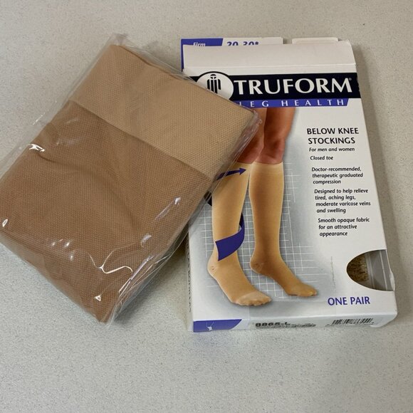 Truform Leg Health Unisex Compression Socks FIRM 20-30mmHg Size Large Beige - Picture 1 of 8